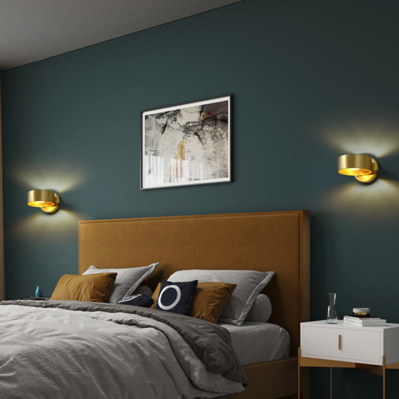 BowLift | Metal Circle Wall Lamp Light Minimalist 1 Head Brass Wall Light for Bedroom
