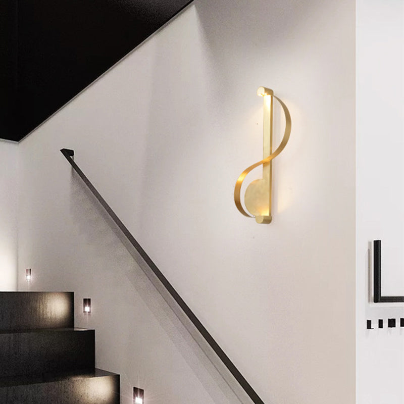 BowLift | Brass Arch LED Wall Mount Light Minimalist Metal Wall Lamp for Living Room