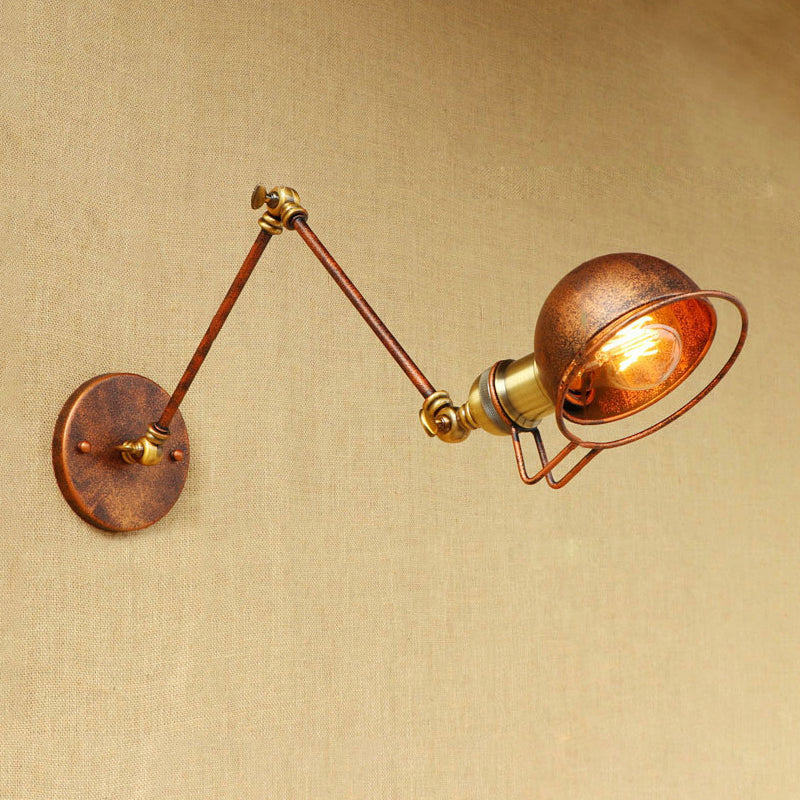BowLift | Vintage Industrial Bowl Wall Lamp 1 Light Iron Wall Lamp with Rotatable Arm in Black/Metal