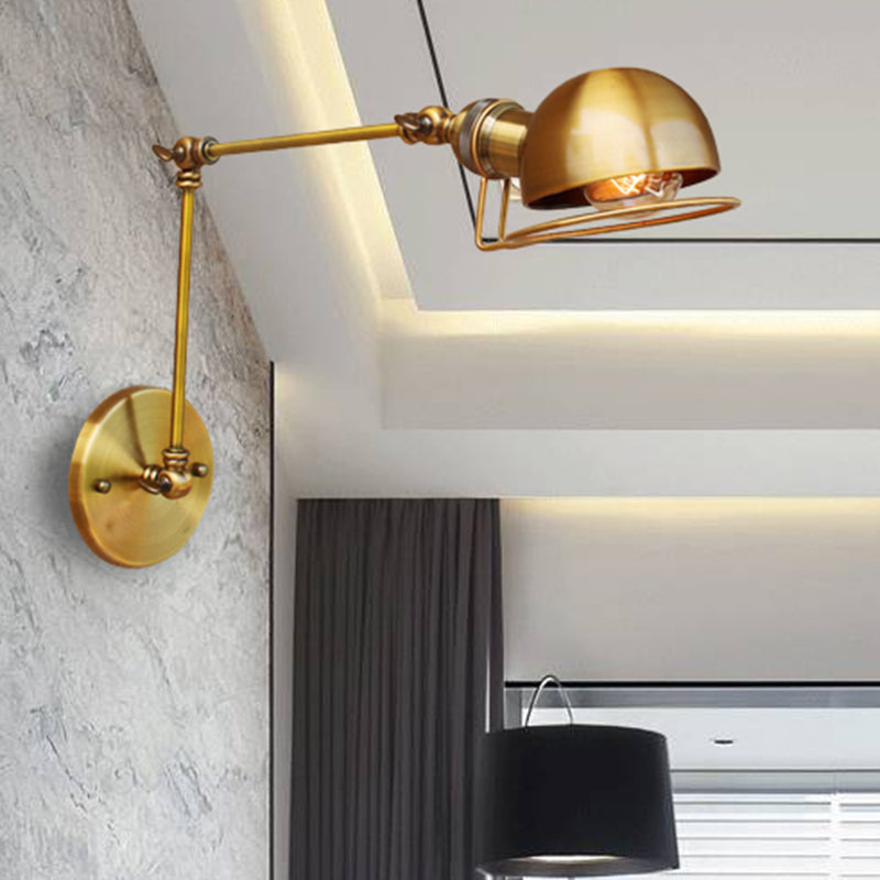 BowLift | Vintage Industrial Bowl Wall Lamp 1 Light Iron Wall Lamp with Rotatable Arm in Black/Metal
