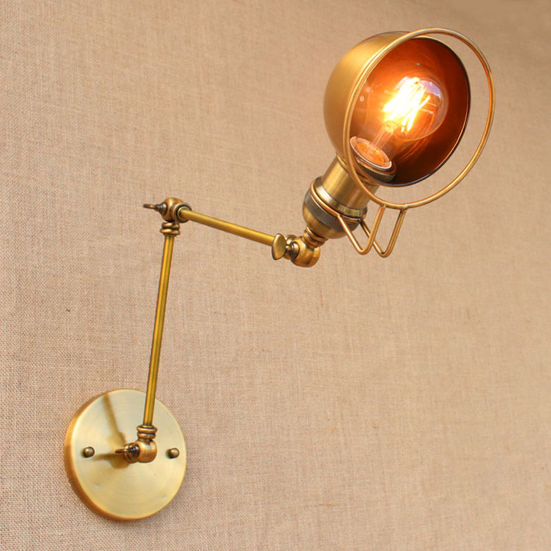 BowLift | Vintage Industrial Bowl Wall Lamp 1 Light Iron Wall Lamp with Rotatable Arm in Black/Metal
