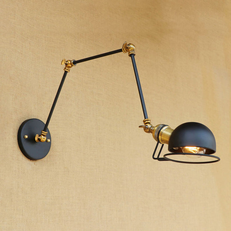 BowLift | Vintage Industrial Bowl Wall Lamp 1 Light Iron Wall Lamp with Rotatable Arm in Black/Metal