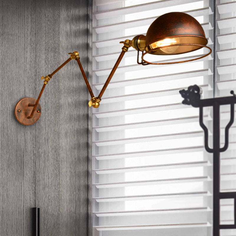 BowLift | Vintage Industrial Bowl Wall Lamp 1 Light Iron Wall Lamp with Rotatable Arm in Black/Metal