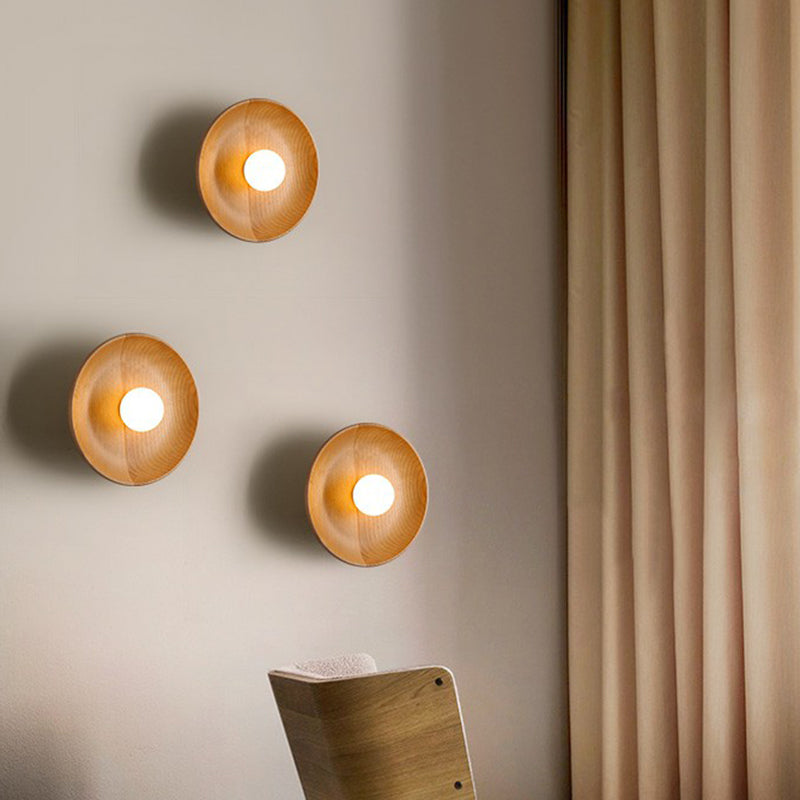 BowLift | Minimalistic Tray Shaped Wall Lamp Wooden 1 Head Living Room Wall Lamp Fixture