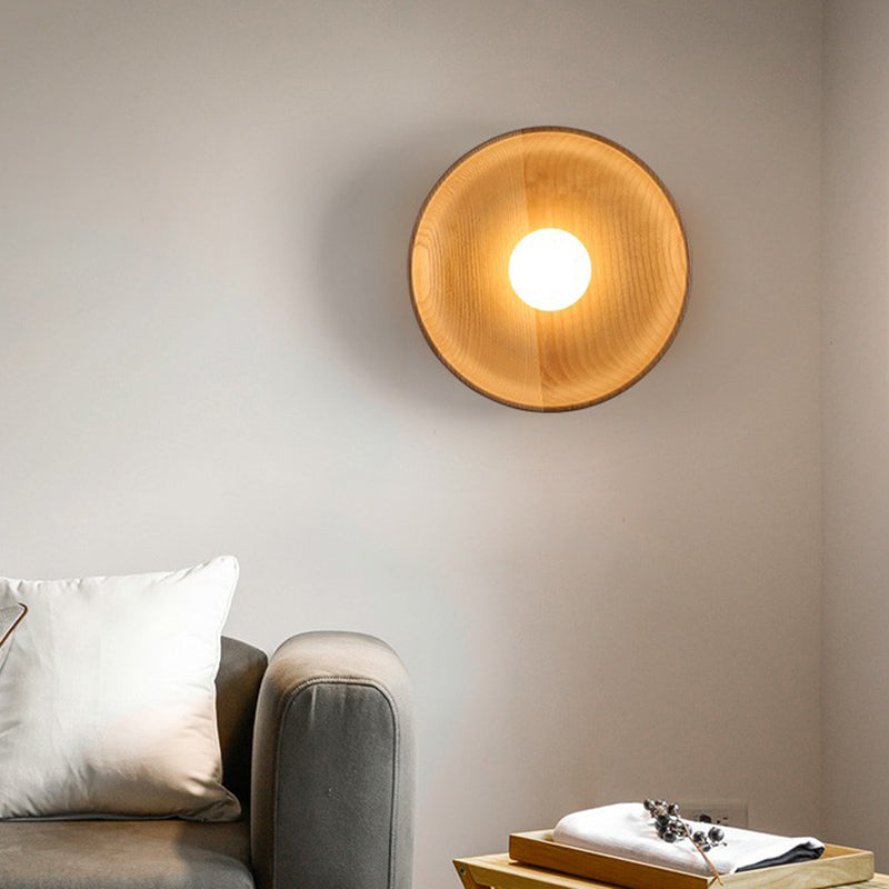BowLift | Minimalistic Tray Shaped Wall Lamp Wooden 1 Head Living Room Wall Lamp Fixture