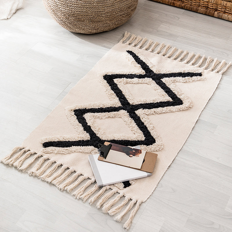 BowLift | Western geometric printed carpet Multicolored jute carpet Pet-friendly, stain-resistant indoor runner with fringes for the room