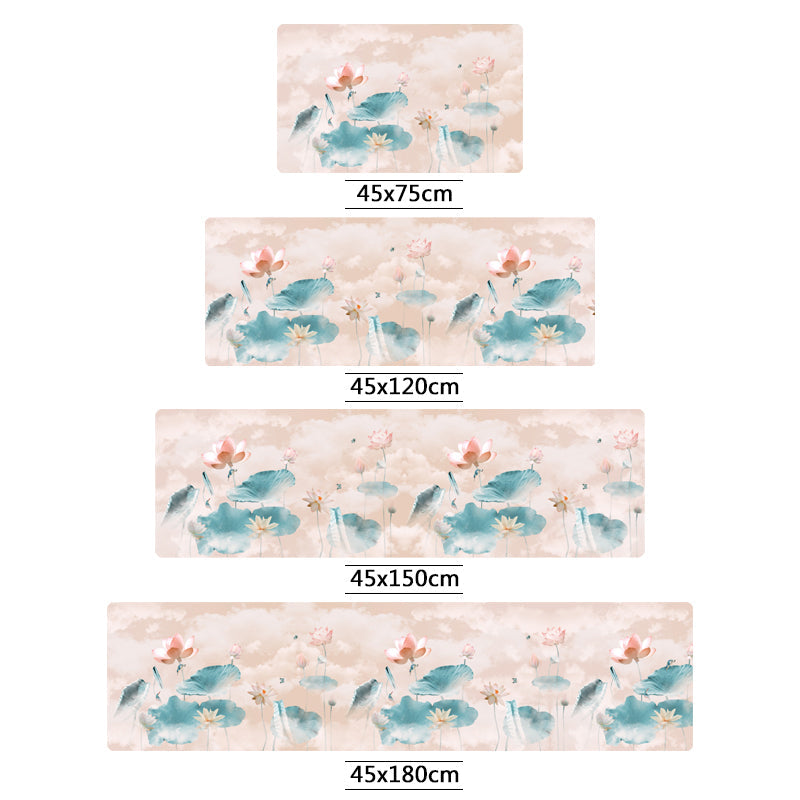 BowLift | Chinoiserie Floral Printed Rug Multicolor PVC Area Rug Non-Slip Back Pet-Friendly Indoor Rug for Bedroom