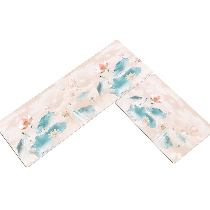 BowLift | Chinoiserie Floral Printed Rug Multicolor PVC Area Rug Non-Slip Back Pet-Friendly Indoor Rug for Bedroom