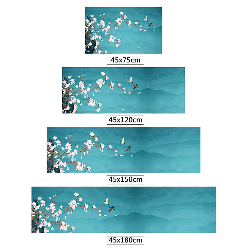 BowLift | Chinoiserie Floral Printed Rug Multicolor PVC Area Rug Non-Slip Back Pet-Friendly Indoor Rug for Bedroom