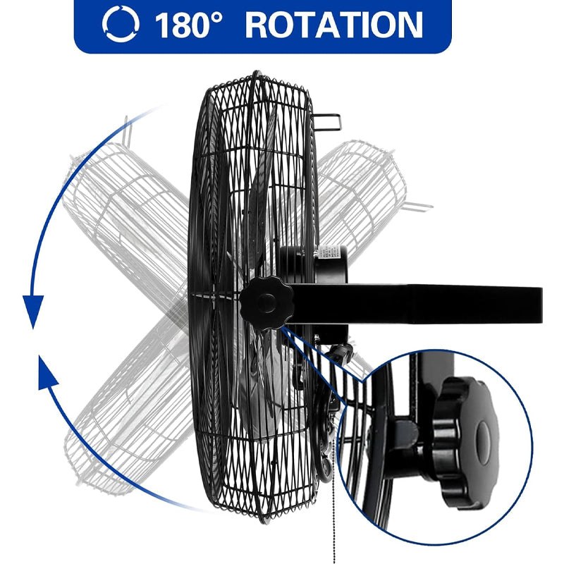 BowLift | 18 Inch Wall Mount Fan 4300 CFM 3-Speeds High Velocity Wall Fan Industrial Wall Fan Barn Fan