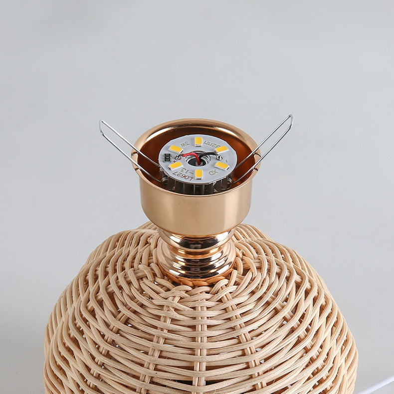 BowLift | RattaLume Nordic LED Table Lamp | Woven Rattan & Foldable Fabric Shade | Mood Light | Decor for the Bedroom