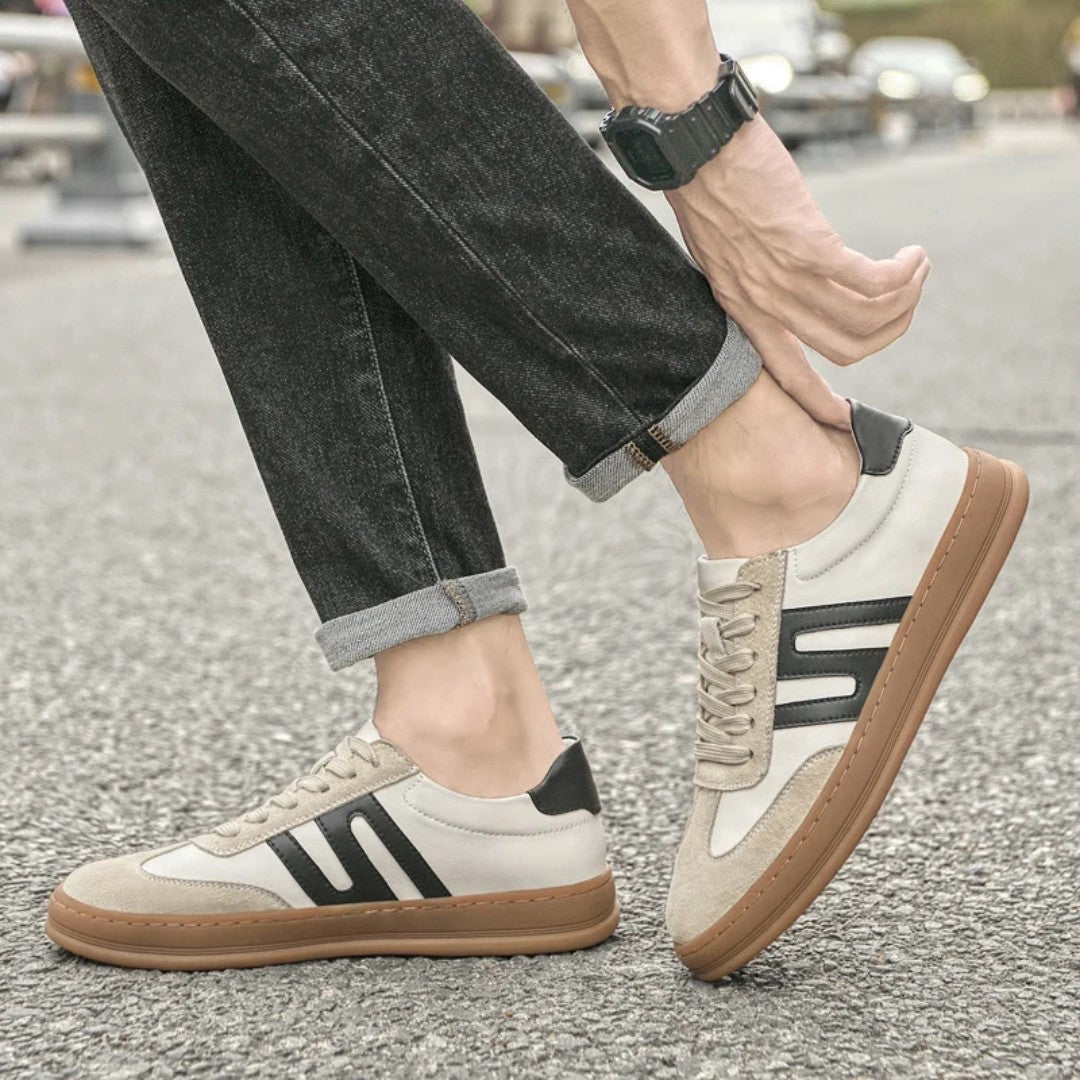 Leather and Suede Low-Top Sneakers