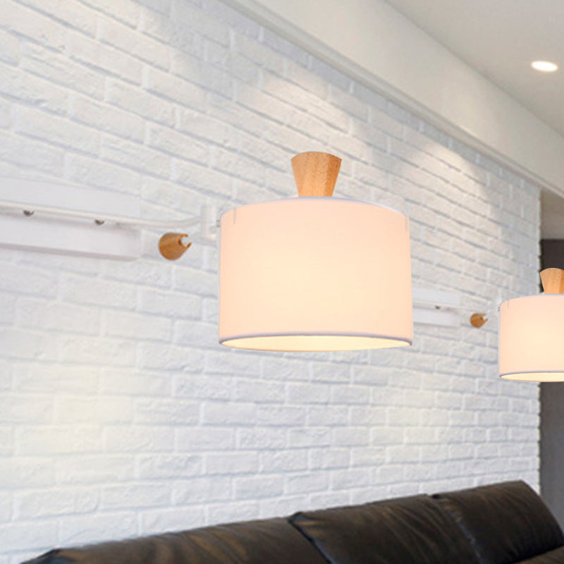 BowLift | Drum Wall Lamp Sconce Modernism Fabric 1 Light Sconce Light in Black/White for Living Room