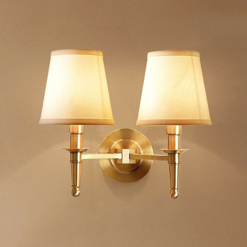 BowLift | Brass Taper Wall Lamp Modern One-Bulb Fabric Wall Lamp for Hallway