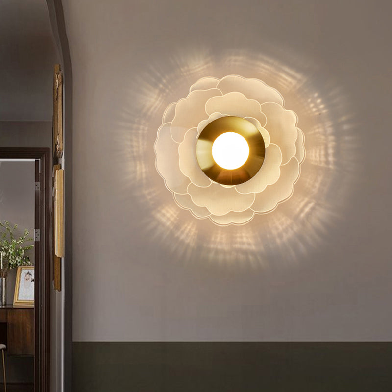 BowLift | Clear Flower Wall Sconce Light Art Deco Acrylic LED Wall Lighting for the Living Room
