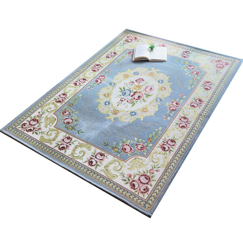 BowLift | Antique Living Room Rug Multicolor Flower Printed Area Rug Polyester Non-Slip Back Easy Care Indoor Rug