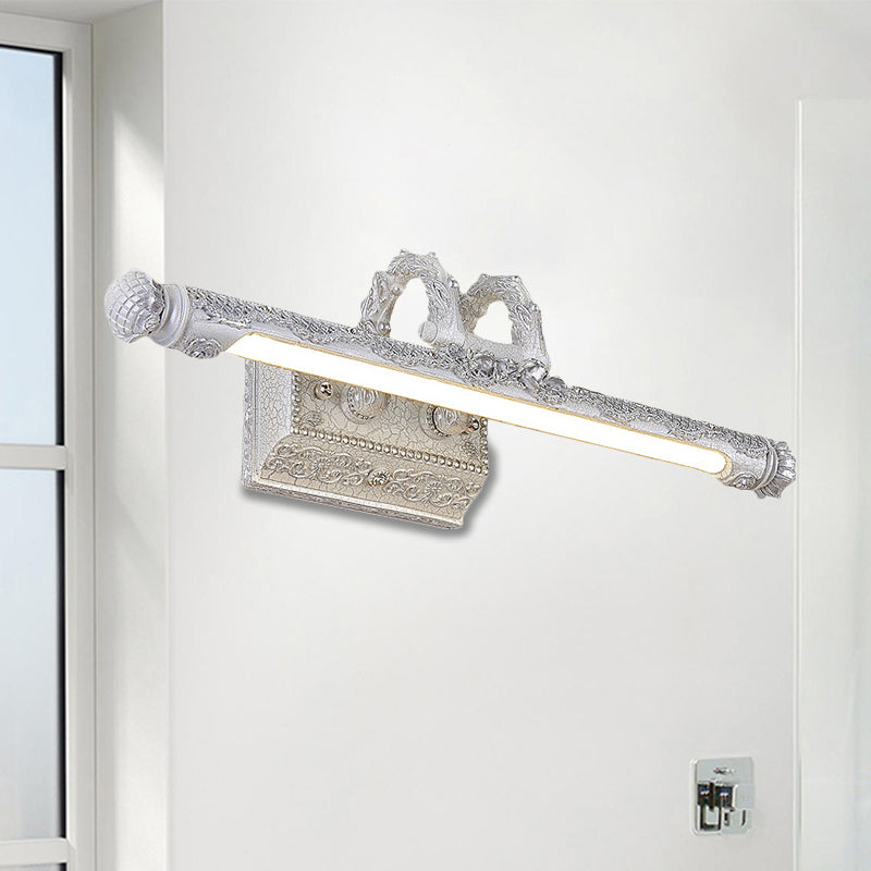 BowLift | Vintage LED Wall Light with Metal Shade White Etched Tube Vanity Wall Light for Bathroom, 20.5"/23.5" Width