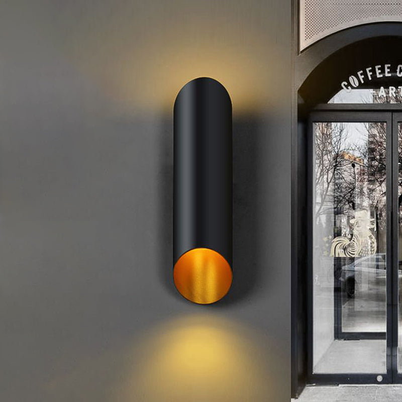 BowLift | 2 Light Stair Wall Lamp with Tube Metal Shade Black Wall Mounted Lamp