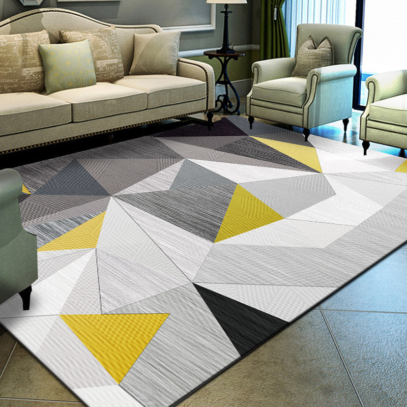 BowLift | Relaxing Living Room Carpet Multi Color Geometric Pattern Area Rug Polypropylene Non-Slip Back Washable Area Rug