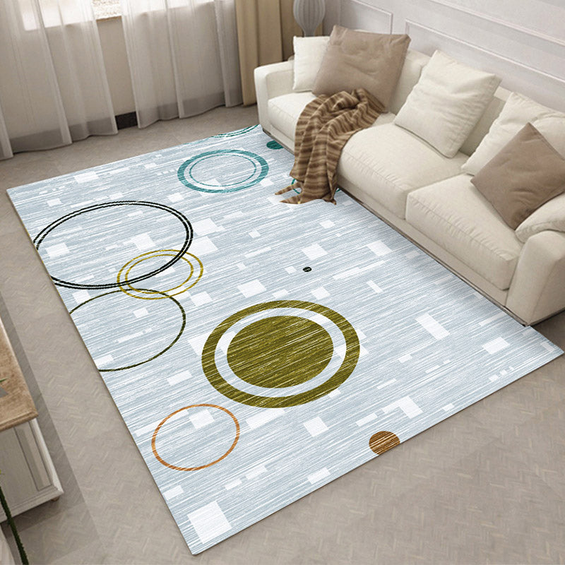 BowLift | Relaxing Living Room Carpet Multi Color Geometric Pattern Area Rug Polypropylene Non-Slip Back Washable Area Rug