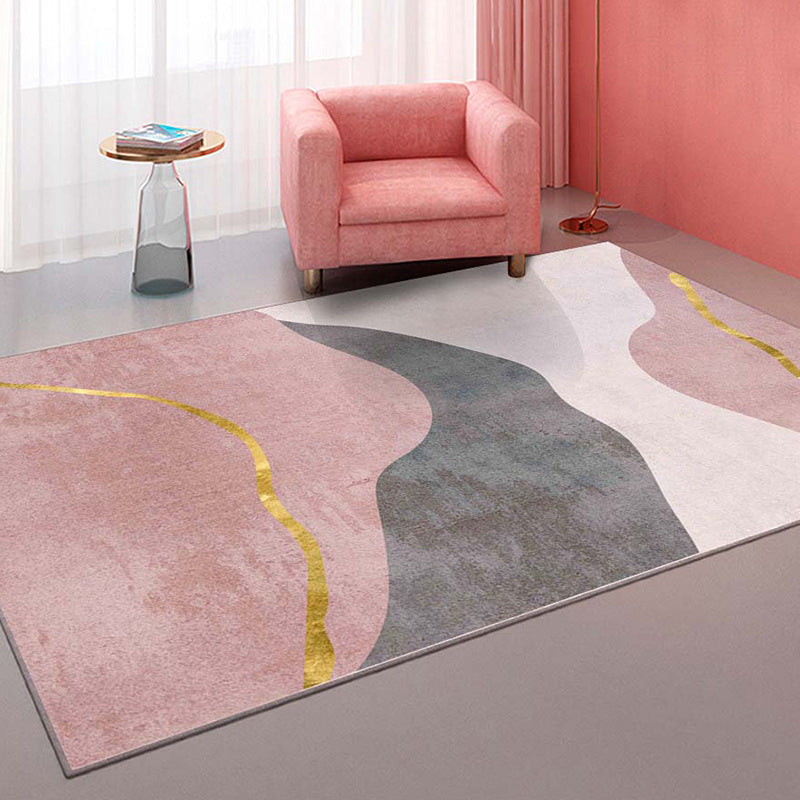 BowLift | Comfort hand-printed rug multicolored synthetic area rug non-slip backing pet-friendly rug for the living room