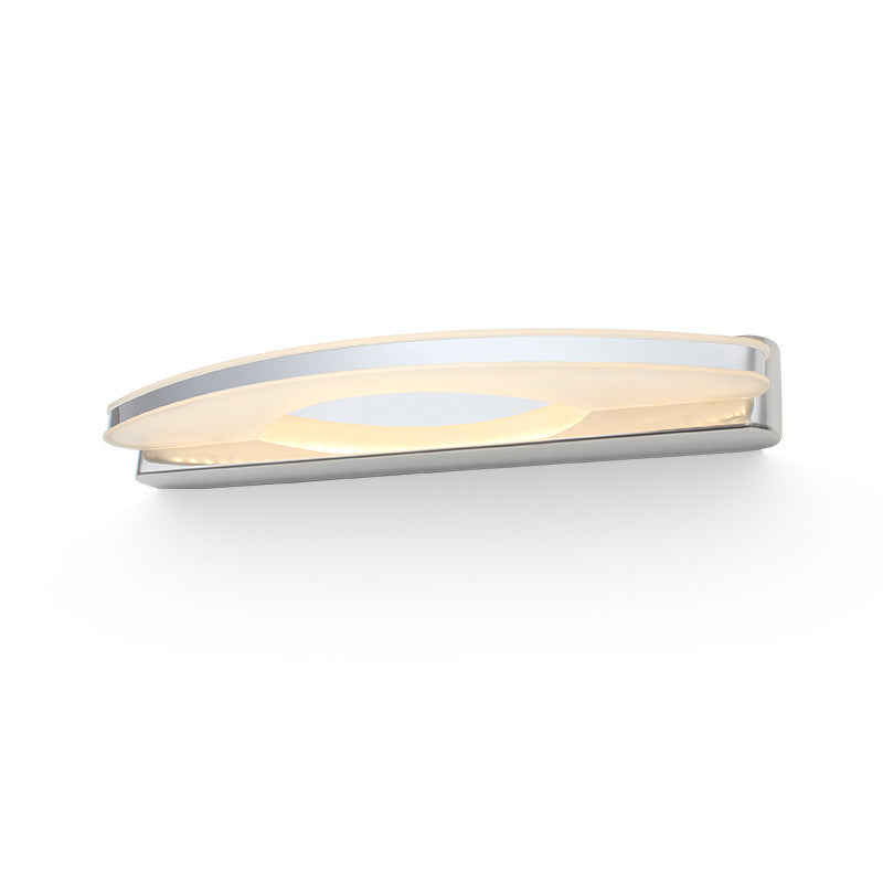BowLift | Curved LED Vanity Mirror Light Simplicity Stainless Steel Chrome Wall Lamp for Bathroom