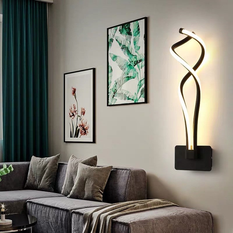 BowLift | Minimalist Line Art Wall Light Metal Hallway LED Wall Lamp in Black