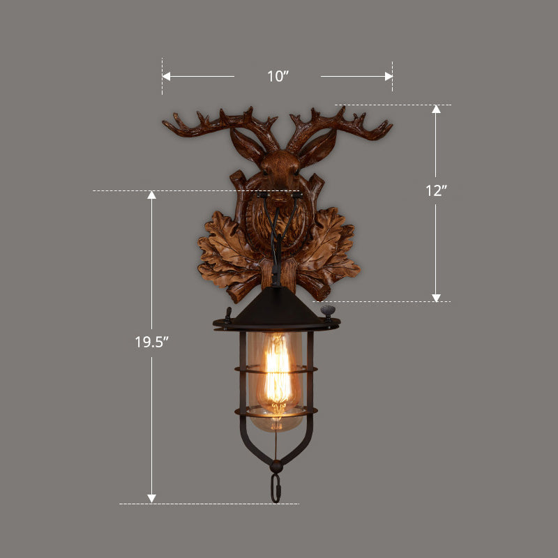 BowLift | Wooden Brown Wall Lamp Geometrically Designed Country Style Wall Sconce for Hallway