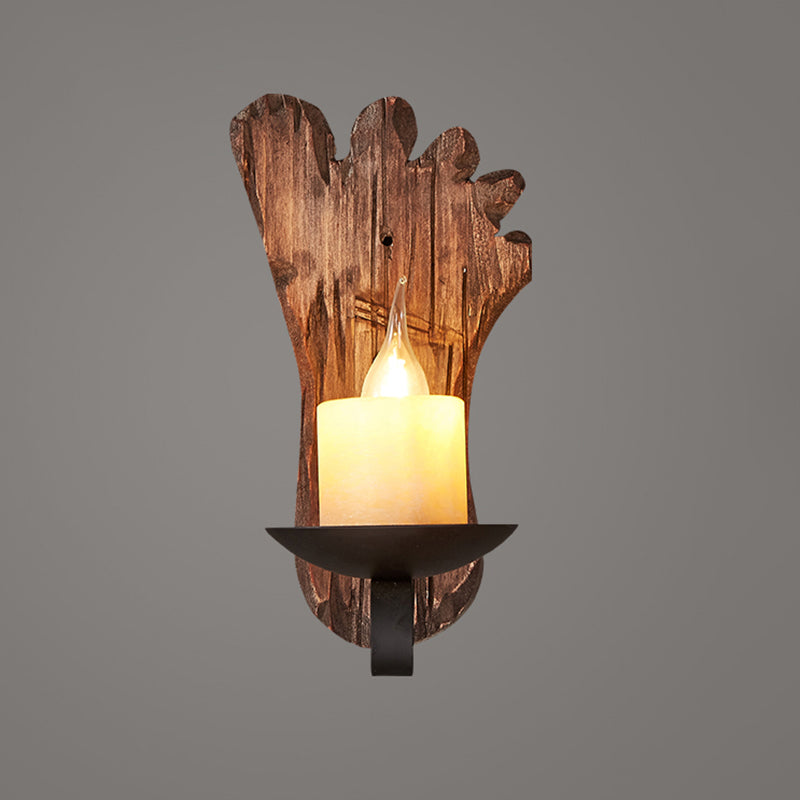 BowLift | Wooden Brown Wall Lamp Geometrically Designed Country Style Wall Sconce for Hallway