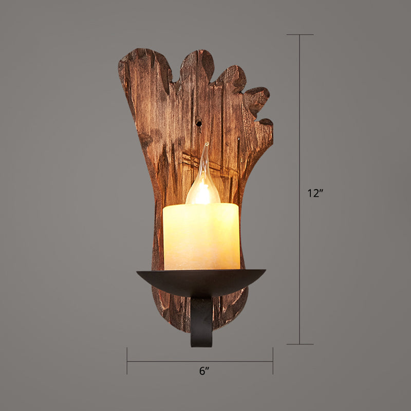 BowLift | Wooden Brown Wall Lamp Geometrically Designed Country Style Wall Sconce for Hallway