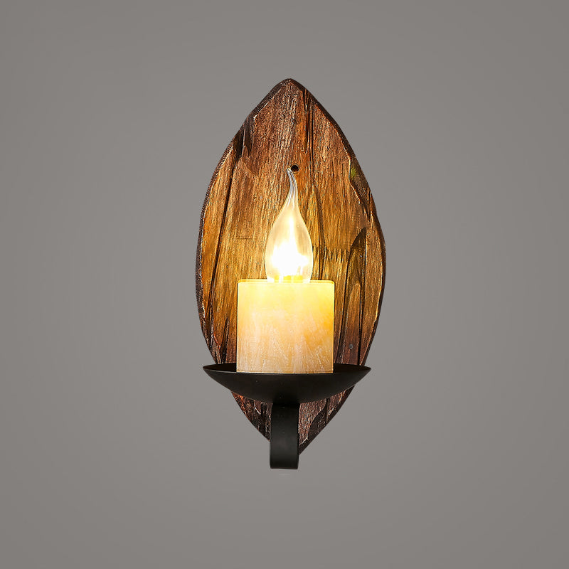 BowLift | Wooden Brown Wall Lamp Geometrically Designed Country Style Wall Sconce for Hallway
