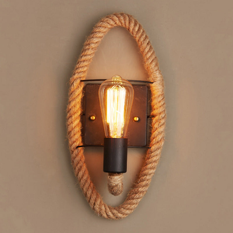 BowLift | Running Shape Rope Wall Lamp Rustic 1-Head Hallway Wall Lamp with Track Light Design in Wood