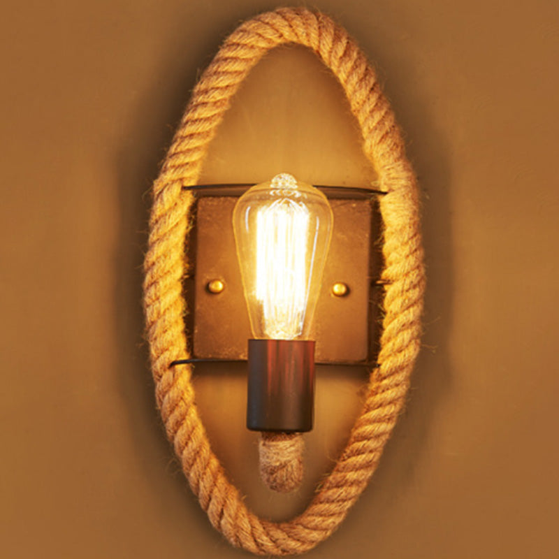 BowLift | Running Shape Rope Wall Lamp Rustic 1-Head Hallway Wall Lamp with Track Light Design in Wood
