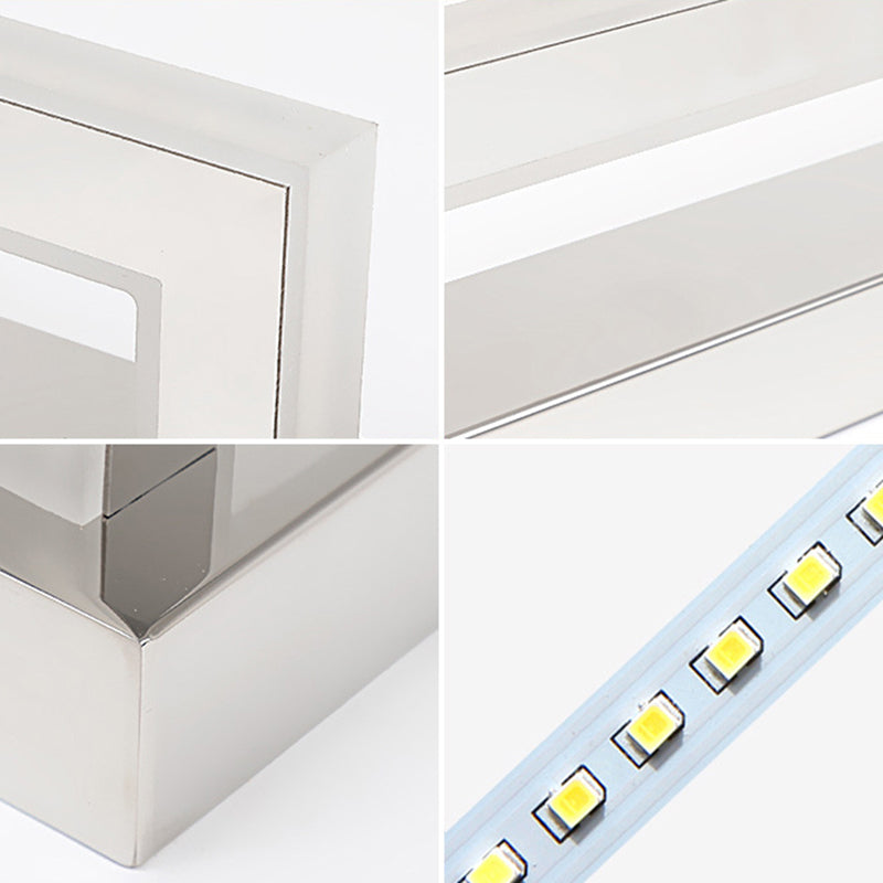 BowLift | Acrylic Rectangular Vanity Wall Light Acrylic Modernist LED Bathroom Wall Mounted Lamp in Chrome