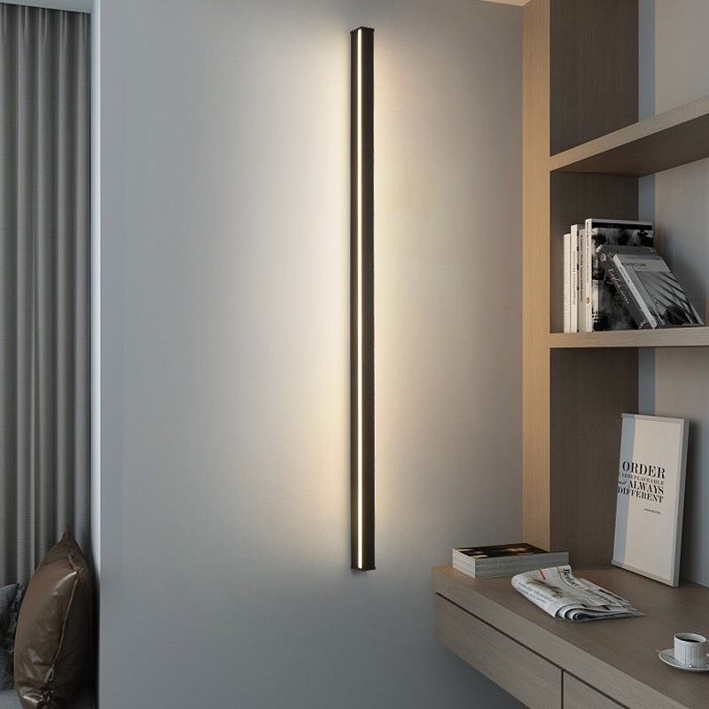 BowLift | Linear Flush Mount Wall Light Simplicity Metal Hallway LED Wall Light in Black