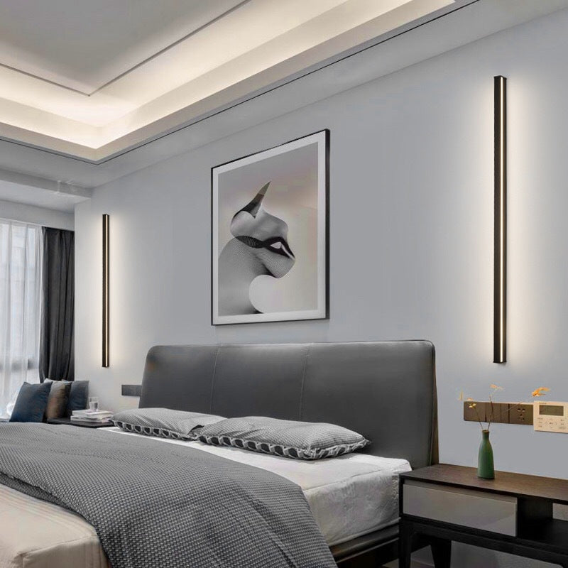 BowLift | Linear Flush Mount Wall Light Simplicity Metal Hallway LED Wall Light in Black