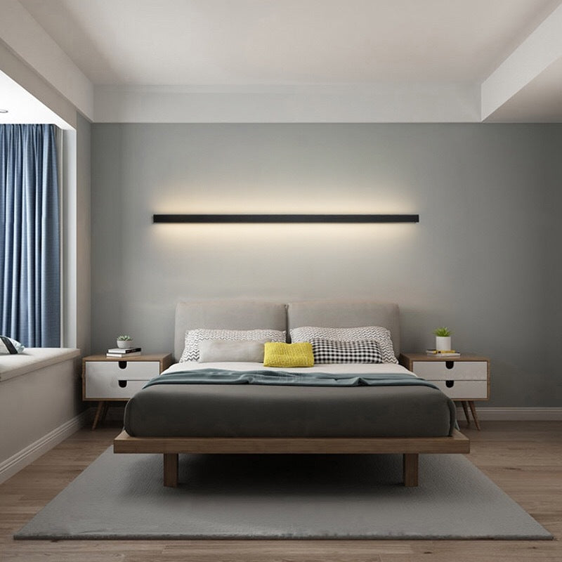 BowLift | Linear Flush Mount Wall Light Simplicity Metal Hallway LED Wall Light in Black