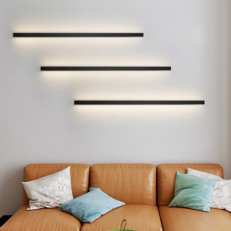 BowLift | Linear Flush Mount Wall Light Simplicity Metal Hallway LED Wall Light in Black