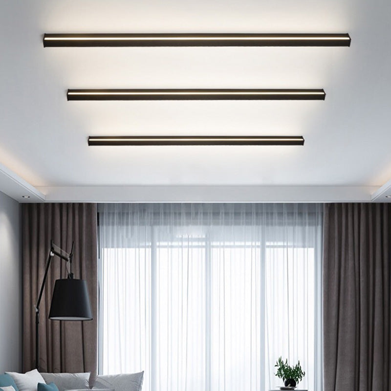 BowLift | Linear Flush Mount Wall Light Simplicity Metal Hallway LED Wall Light in Black