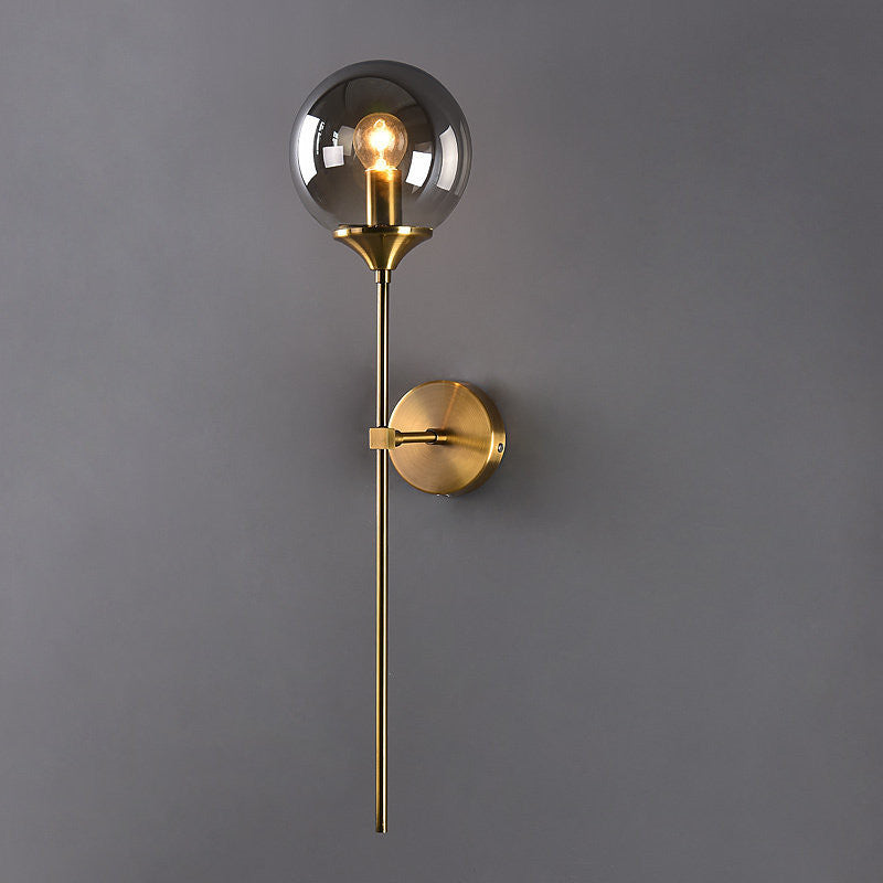 BowLift | Brass Pencil Arm Wall Lamp Postmodern 1 Head Metal Wall Light with Ball Glass Shade