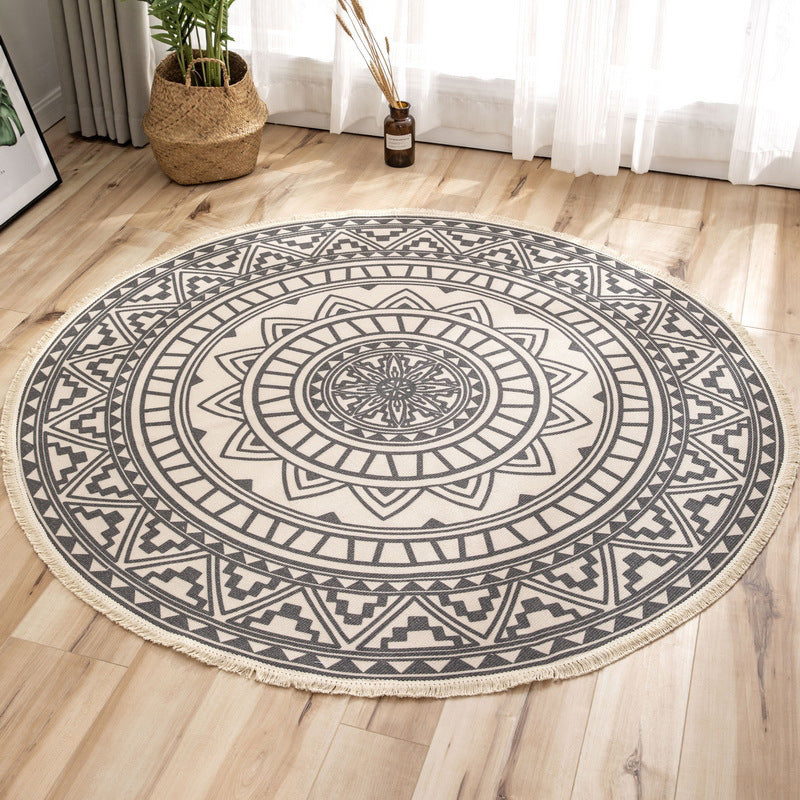 BowLift | Moroccan geometric printed carpet Multicolored cotton rug easy-care pet-friendly indoor rug for the bedroom