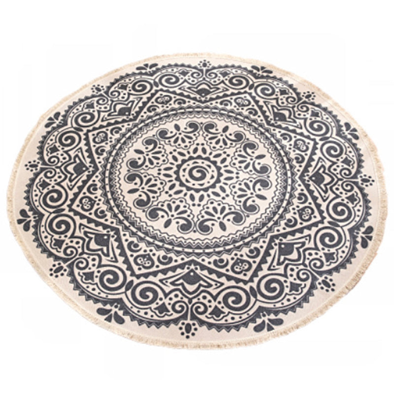 BowLift | Moroccan geometric printed carpet Multicolored cotton rug easy-care pet-friendly indoor rug for the bedroom