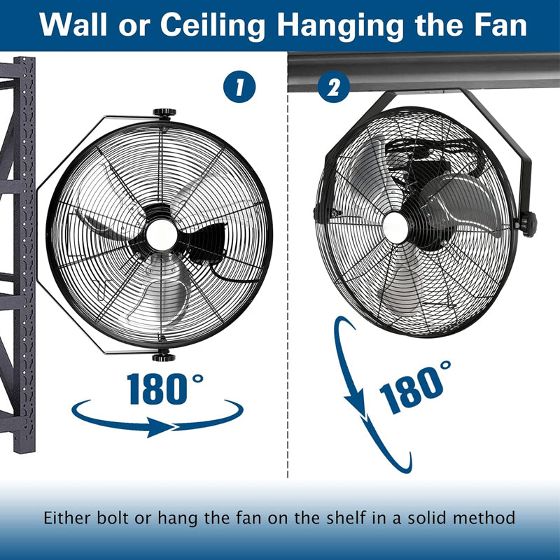 BowLift | 18 Inch Wall Mount Fan 4300 CFM 3-Speeds High Velocity Wall Fan Industrial Wall Fan Barn Fan