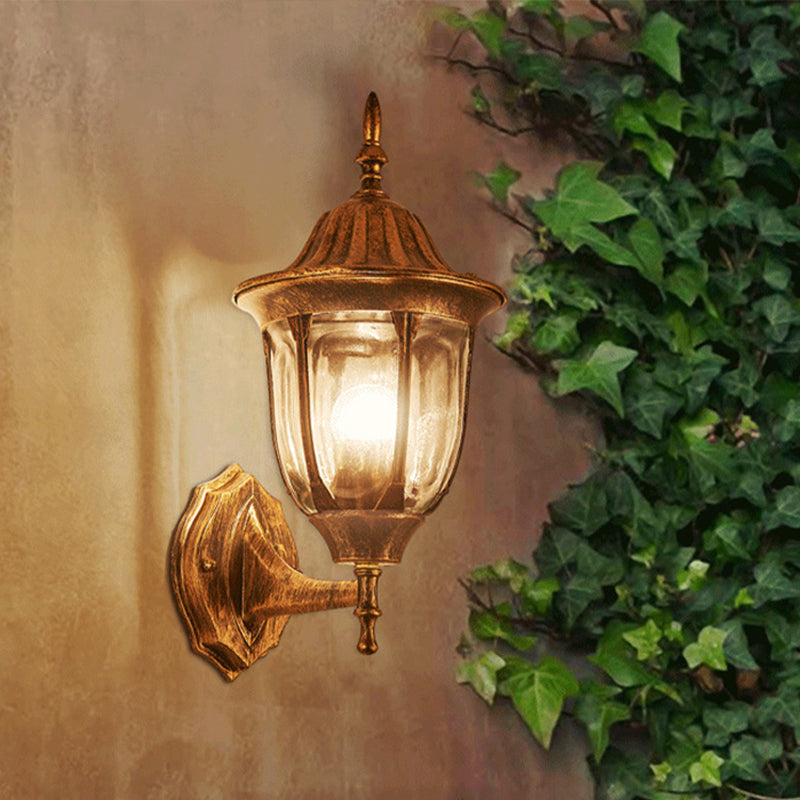 BowLift | Kerosene Outdoor Wall Lamp Fixture Industrial Clear Glass 1 Light Rust Wall Lamp