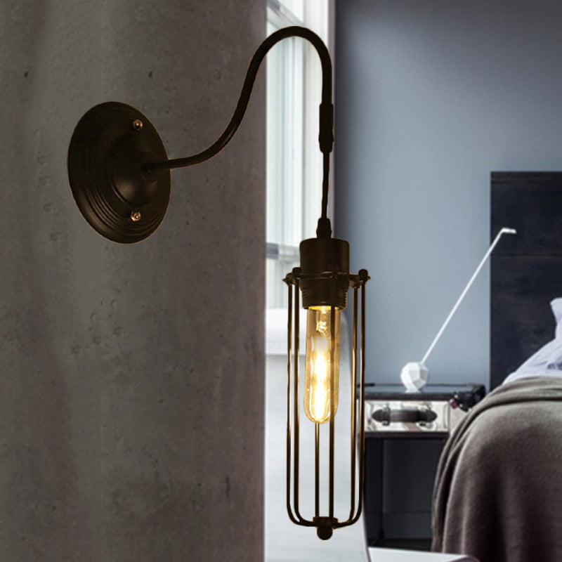 BowLift | Metal Cylinder/Hexagonal Engaged Wall Lamp Farm 1 Lamp Restaurant Wall Mount Fixture in Black