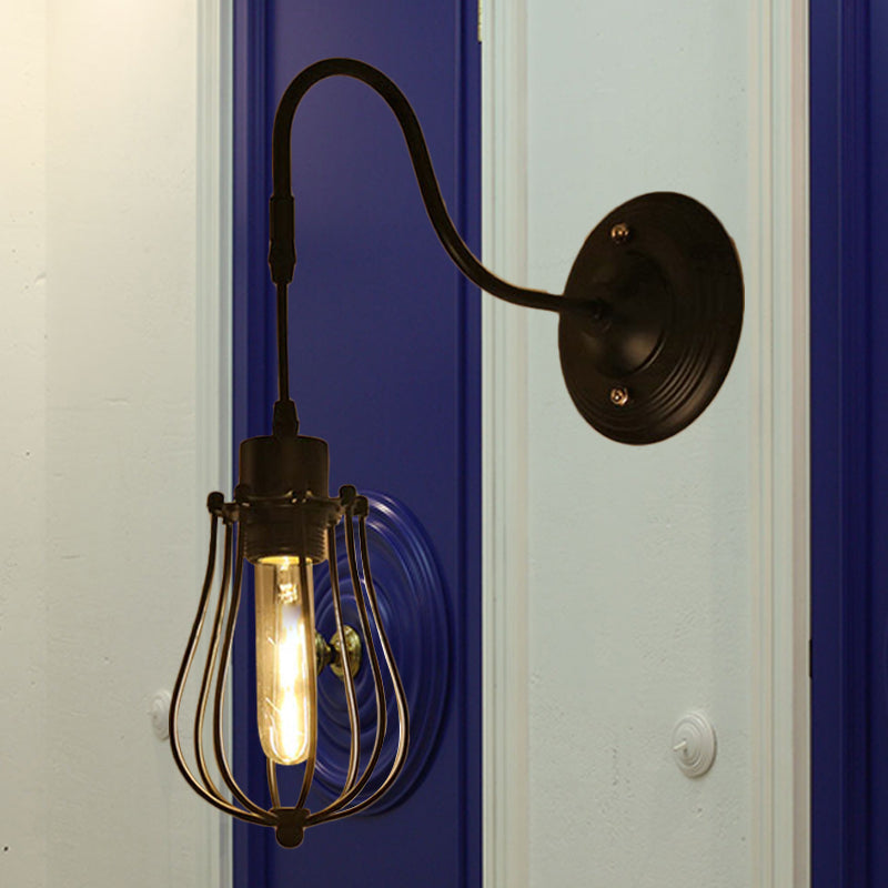 BowLift | Metal Cylinder/Hexagonal Engaged Wall Lamp Farm 1 Lamp Restaurant Wall Mount Fixture in Black