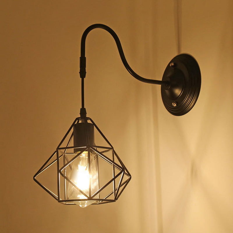 BowLift | Metal Cylinder/Hexagonal Engaged Wall Lamp Farm 1 Lamp Restaurant Wall Mount Fixture in Black