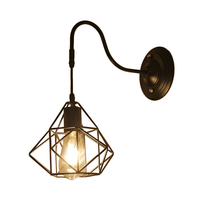 BowLift | Metal Cylinder/Hexagonal Engaged Wall Lamp Farm 1 Lamp Restaurant Wall Mount Fixture in Black