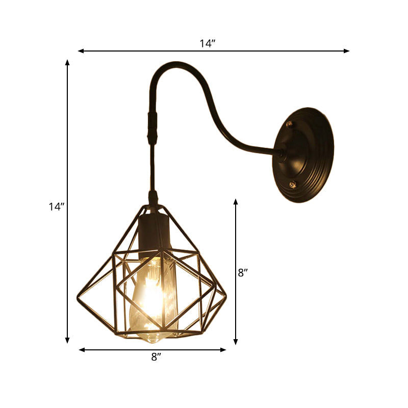BowLift | Metal Cylinder/Hexagonal Engaged Wall Lamp Farm 1 Lamp Restaurant Wall Mount Fixture in Black