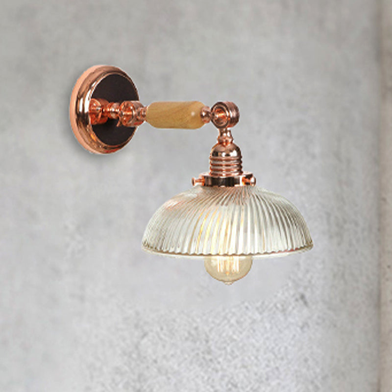 BowLift | A bulb ribbed glass wall lamp farmhouse rose gold arched bedroom wall lamp